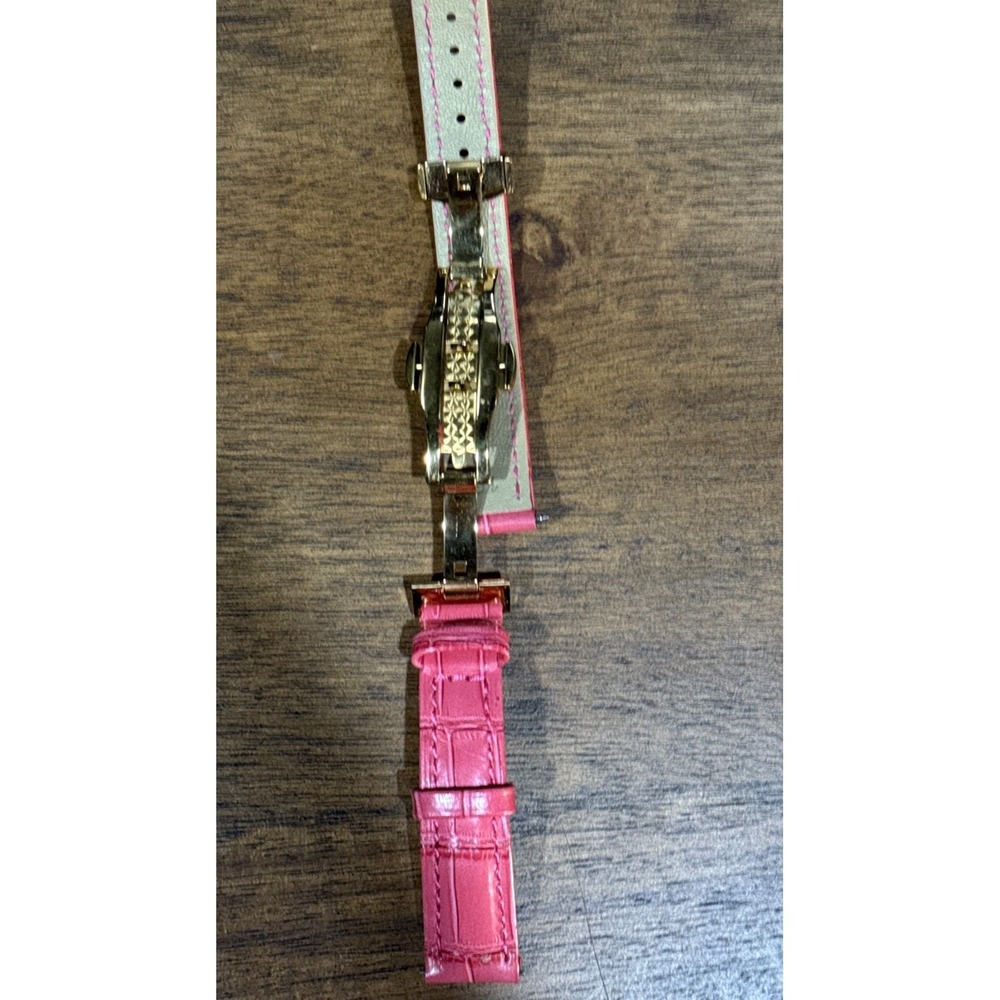 16 Pink Genuine Skin Leather Watch Strap Band Quick Release Pins Buckle Pink